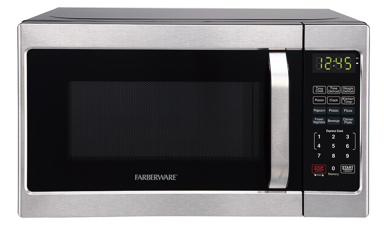 Farberware 0.7 cu ft Microwave Oven, 700W Countertop Microwave Oven with Digital Display, Brushed Stainless
