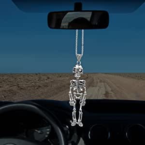 Collar con colgante de calavera de acero inoxidable para hombres, mujeres, retro, calavera, punk, hip hop, espejo retrovisor para coche, decoraciones colgantes para artículos para el hogar y el coche TUNC Sencillez