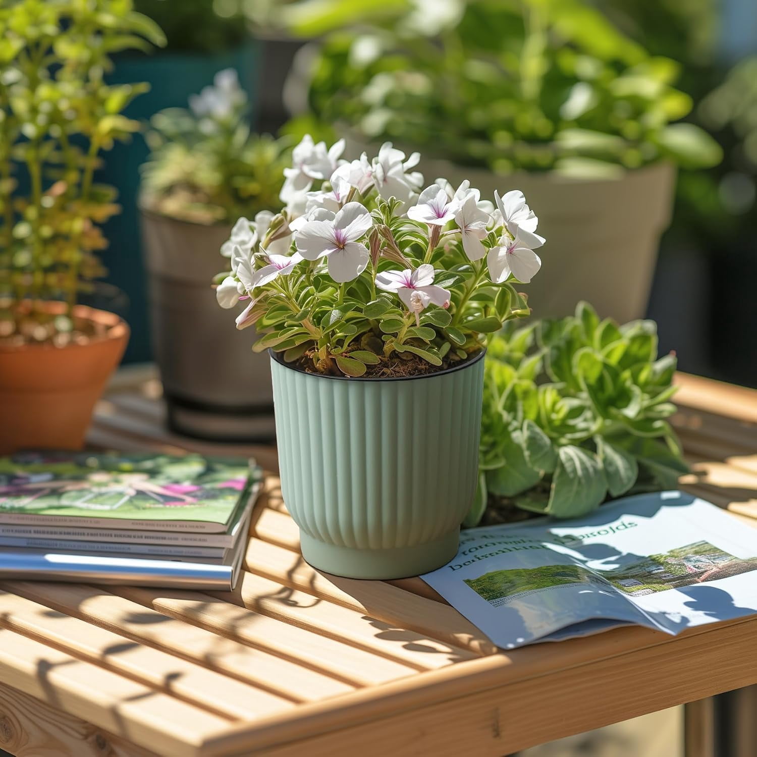 4 Inch Self Watering Plant Pots 6 Pack Small Indoor Planters for African Violets Succulents Durable White Plastic Gardening Containers