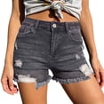 thumbnail image 2 of Wutalume Jeans for Women Denim Shorts Ripped & Distressed, Stretch Slim Fit Jean Shorts for Casual Warm Weather Outings,Gray L, 2 of 6