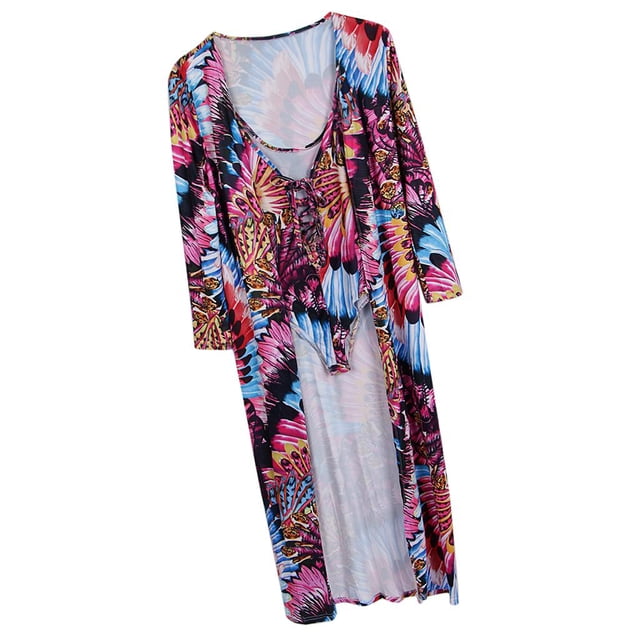 Traje de baño de una pieza Sunnimix Seda de leche y poliéster con cordones y maxi vestido
