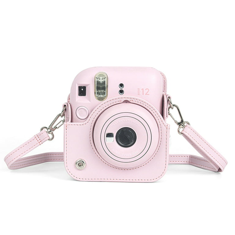 Bolsa de almacenamiento Funda de cuero PU para cámara Fujifilm Instax Mini  12 (rosa) Likrtyny