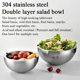 thumbnail image 5 of 304 Stainless Steel Mixing Bowls and Salad Bowl with Lid, Double-Layer Salad Container for Lunch, Insulated Cold Dish Bowls, Metal Mixing Set with Lids for Parties & Kitchen, 5 of 7