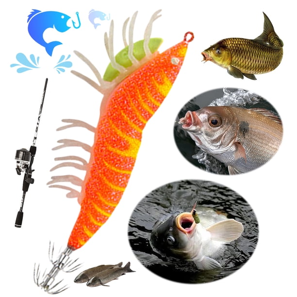 Señuelo Pesca Camarón Artificial Útil Luminoso Anzuelo Calamar Suministros Herramientas