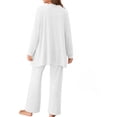 thumbnail image 3 of Women 3 Piece Lounge Sets Long Sleeve Cardigan & Crop Top & Wide Leg Pants Loungewear Set, 3 of 4