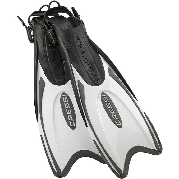 Cressi Palau Adjustable Open Heel Fins, White/Black, M/L