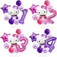 thumbnail image 2 of Juego de 8 globos de aluminio de Hello Kitty, confeti de látex con forma de gato de anime, decoraciones para fiestas de cumpleaños de niños, suministros para baby shower, 2 of 5