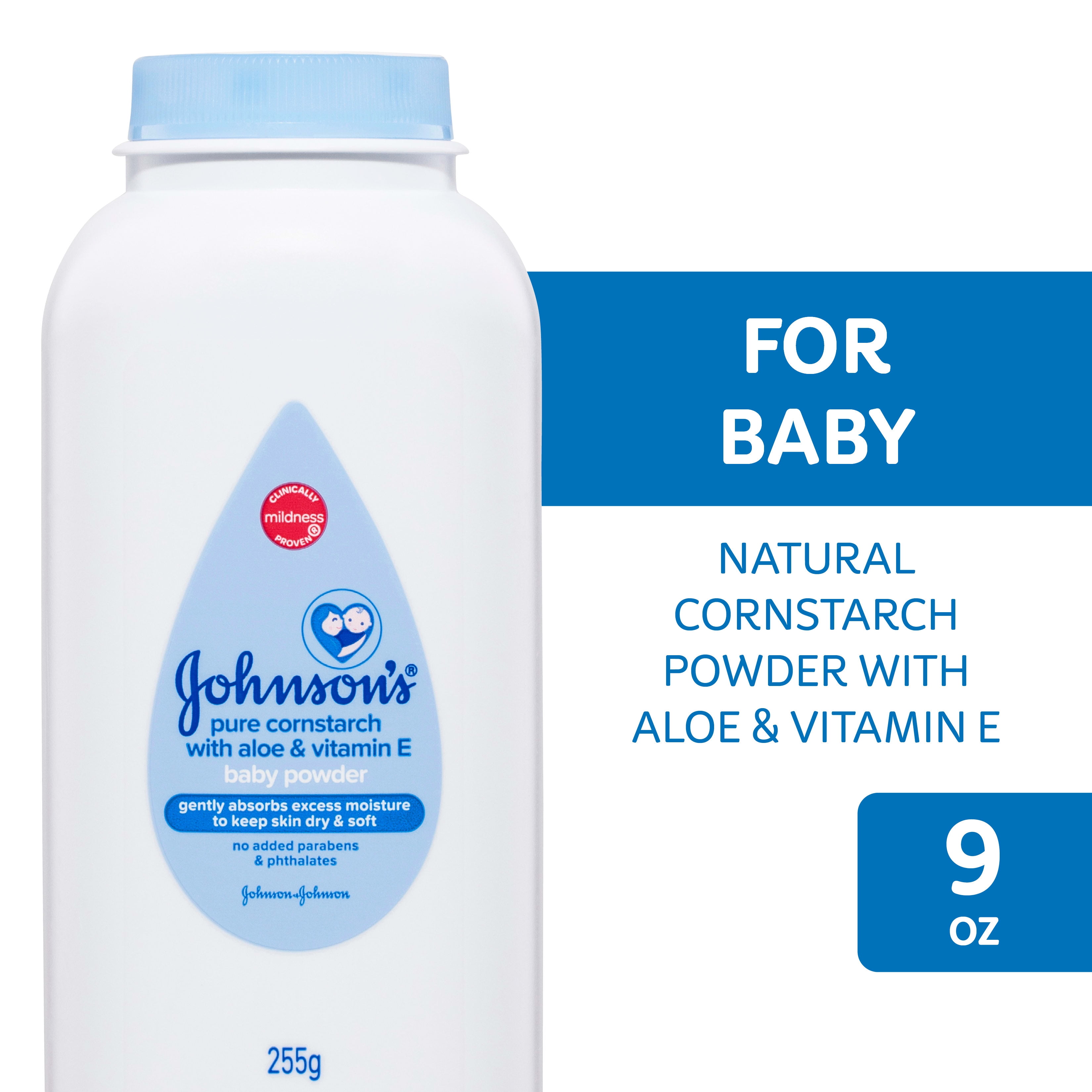Johnson's Cornstarch Baby Powder with Aloe & Vitamin E, 9 oz