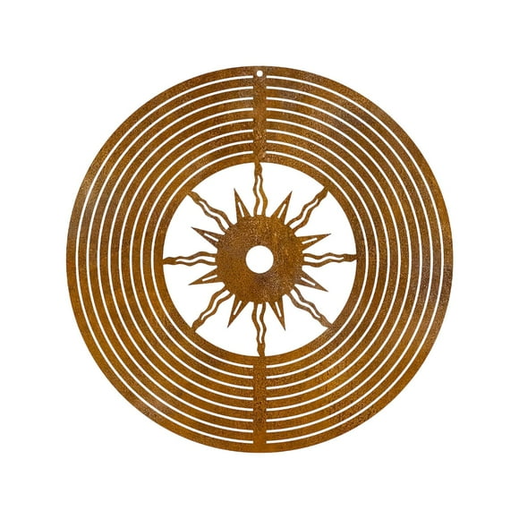 Metal Sun Wind Hanging Ornament Garden 3D Rotating Weathervane Outdoor Patio Yard
