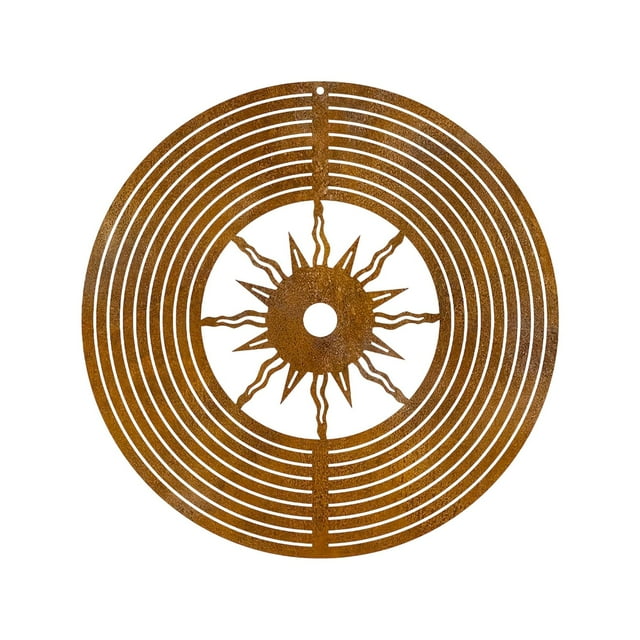 Metal Sun Wind Hanging Ornament Garden 3D Rotating Weathervane Outdoor Patio Yard
