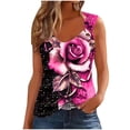 thumbnail image 2 of GaThRRgYP Summer Tunic Tops for Women,Women's Printed Round Neck Casual Printed Sleeveless Suspender Top Pink XL, 2 of 4