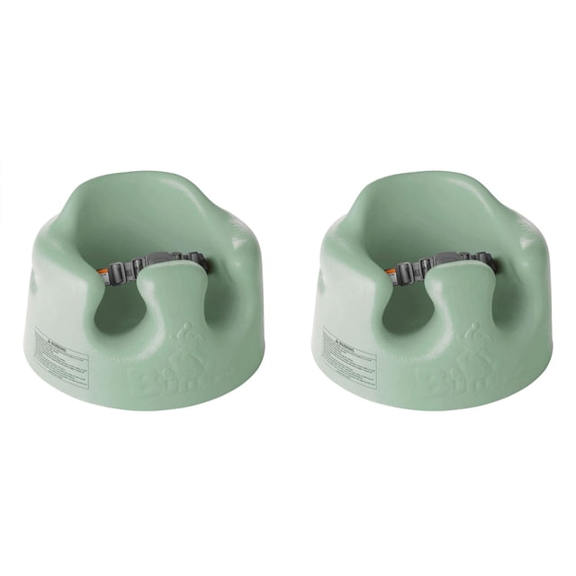 Bumbo Infant Floor Seat Baby Sit Up Chair and Sitting Support for 3 to 12 Months Old with 3 Point Adjustable Safety Strap, 2 Pack, Hemlock Green