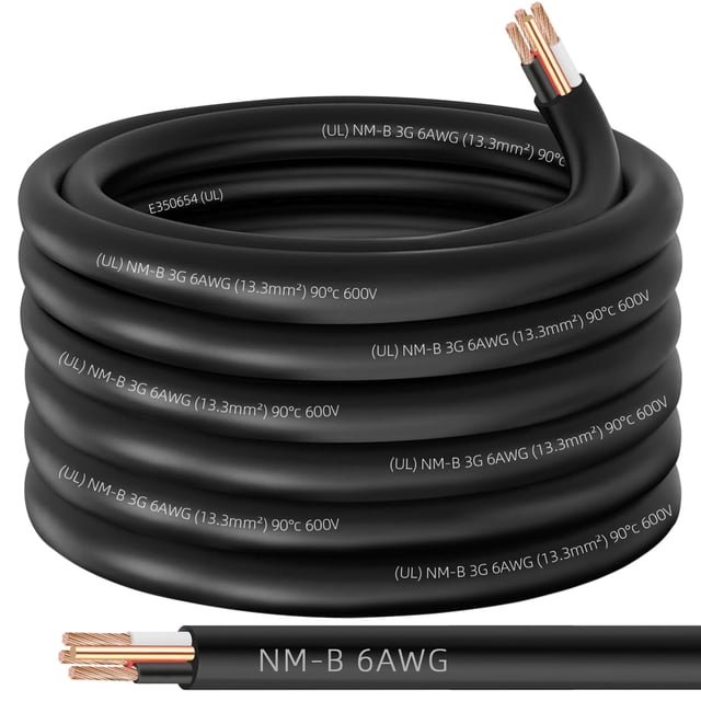 Cable eléctrico XMK NM-B 6/3 AWG de cobre de 10,8 m