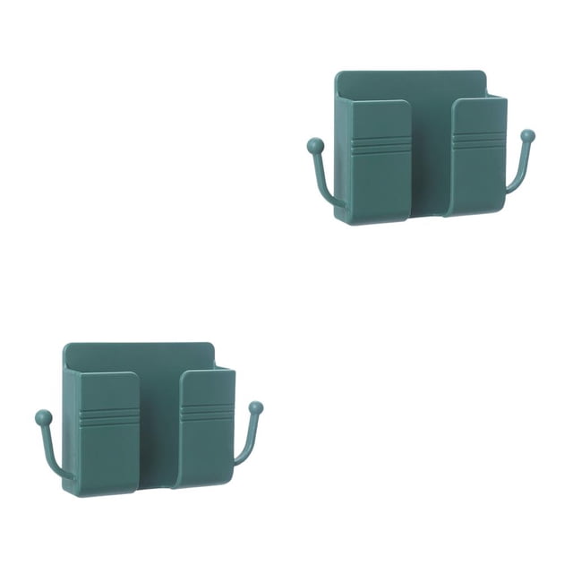relayinert Wall Mounted Phone Charging Holder Remote Control Organizer Plastic Multifunctional Earphone Office Storage Box Green 2Set