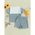 thumbnail image 3 of Bagilaanoe 2pcs Toddler Baby Boy Shorts Set Contrast Color Short Sleeve T Shirt Tops + Shorts 6M 12M 18M 24M 3T Kids Casual Summer Clothes, 3 of 8