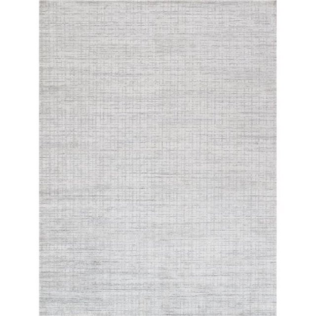 Pasargad PBFE-04 8x10 8 x 10 ft. Slate Hand-Loomed Bamboo Silk & Wool Area Rug, Ivory & Silver