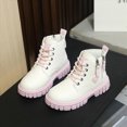 thumbnail image 2 of KPOPLK Kids Girls' Boots Lace Up Side Zipper Boots Fall Cute Non-Slip Sole Combat Boots Teen Waterproff Casual Short Boos,13, 2 of 8