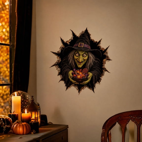 MInHoues Halloween 3D Break‑Through Wall Stickers, Spooky Themed Self‑Adhesive Wall Decals, Festive Wall Decor for Living Room Bedroom Door Halloween Party Indoor Holiday Decoration