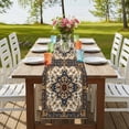thumbnail image 3 of Boho Ethnic Short Table Runner 36 Inches Long,Vintage Bohemian Traditional Floral Classic Cotton Linen Table Runners Dresser Scarves,Tabletop Scarf Furniture Cover for Home Dinner Party Decor 13"x36", 3 of 8