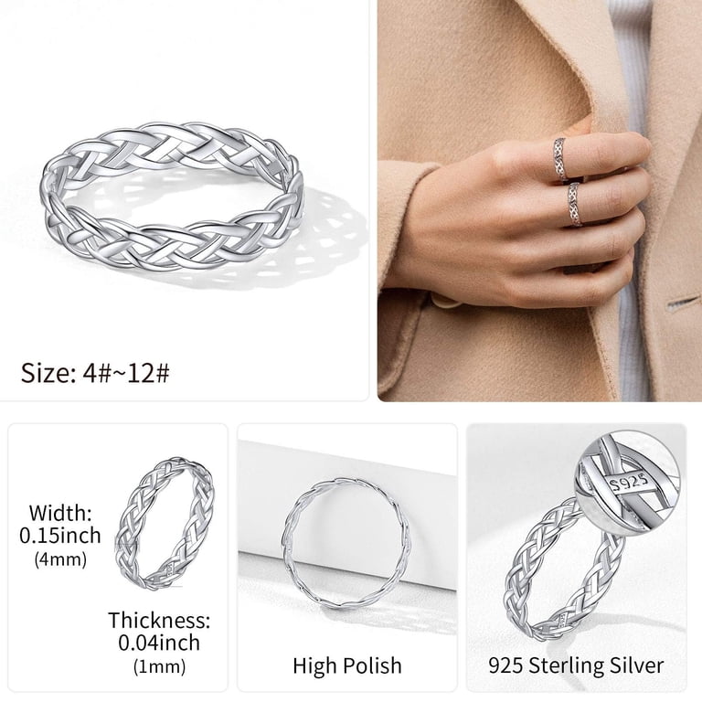 ChicSilver 925 Sterling Silver Celtic Knot Eternity Band, 4mm photo 8