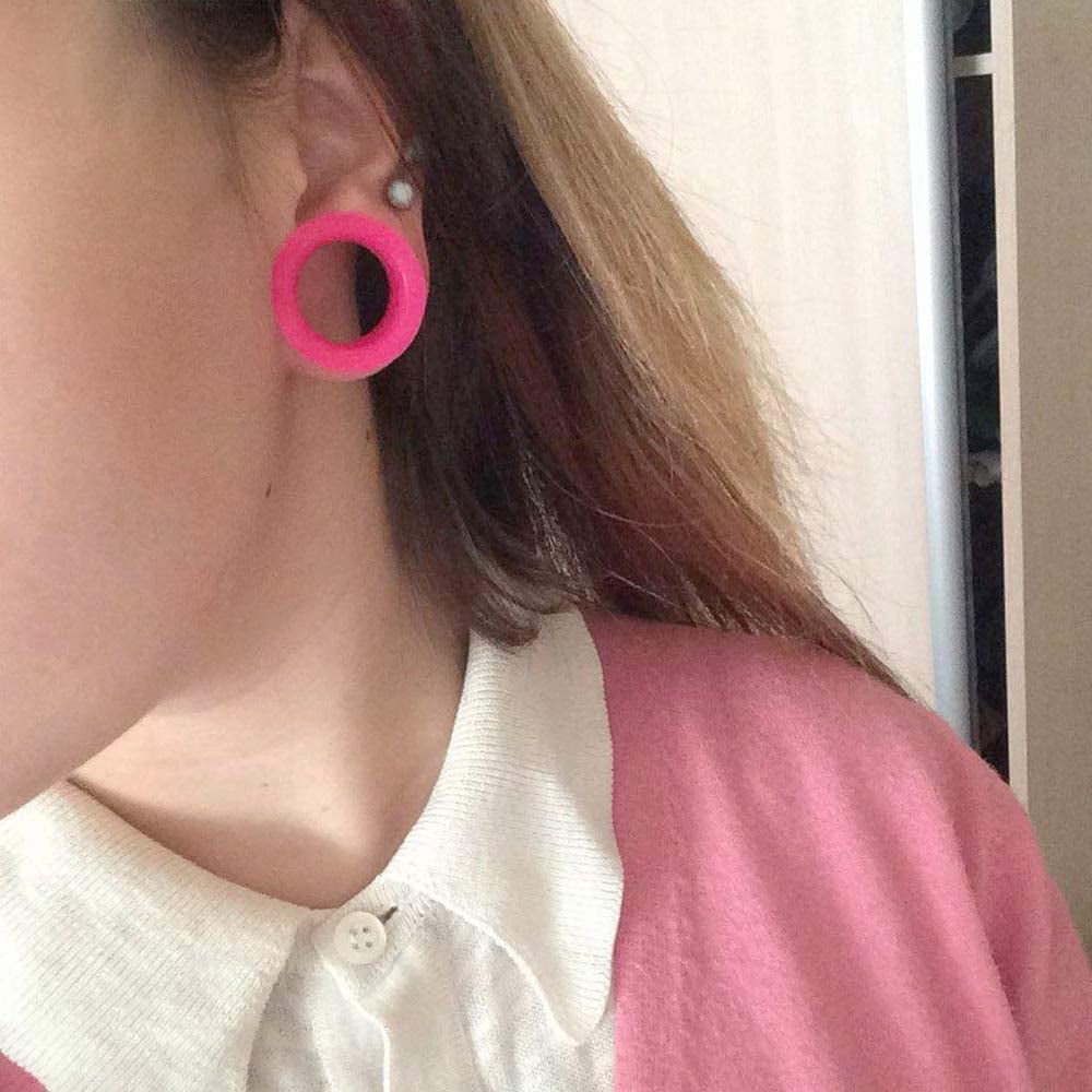 ZS 9 Pairs Mix Color Silicone Flexible Double Flared Ear Plugs Tunnels Expander Ear Gauges Piercing 