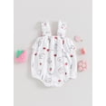 thumbnail image 4 of Suealasg Newborn Girls Cotton Linen Romper Baby Easter Clothes Sleeveless Bunny Print Ruffled Bodysuit 3M 6M 9M 12M Infant Summer One Piece Jumpsuit, 4 of 8