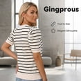 thumbnail image 4 of Gingprous Womens Puff Short Sleeve Striped Knit Top Casual Crewneck Blouse for Spring Summer, 4 of 8