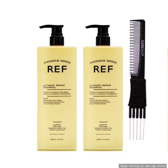 Reference Of Sweden REF Ultimate Repair Shampoo (33.8 oz) with SLEEKSHOP Teasing Comb (PACK OF 2)