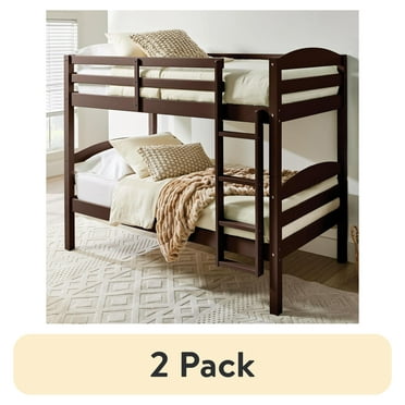 (2 pack) Better Homes & Gardens Leighton Solid Wood Twin-over-Twin Convertible Bunk Bed, Mocha