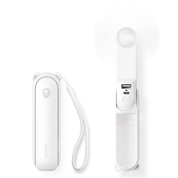 Miniventilador portátil JISULIFE 3 en 1 con banco de energía y linterna
