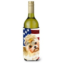 Carolines Treasures BB9668LITERK Morkie Patriotic Wine Bottle Beverge Insulator Hugger Wine Bottle multicolor