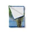 thumbnail image 2 of Tropical Soft Flannel Fleece Blanket, Idyllic Tranquil Ocean View Holiday Vacation Resort Beach Plants Seaside, Cozy Plush for Indoor and Outdoor Use, 50" x 70", Green Aqua Coconut, by Ambesonne, 2 of 6
