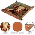 thumbnail image 3 of Women Girls Leather Square Dish Trinket Plate Jewelry Tray for Mothers Day Birthday Gift, Calf Cow Flowers Wreath, 3 of 6