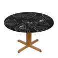 thumbnail image 2 of YFYANG Round Fitted Table Cloth, Waterproof Black Butterfly Line Texture Pattern Polyester Table Cover, Indoor Outdoor Decorative Tablecloths with Elastic Edge, 2 of 7