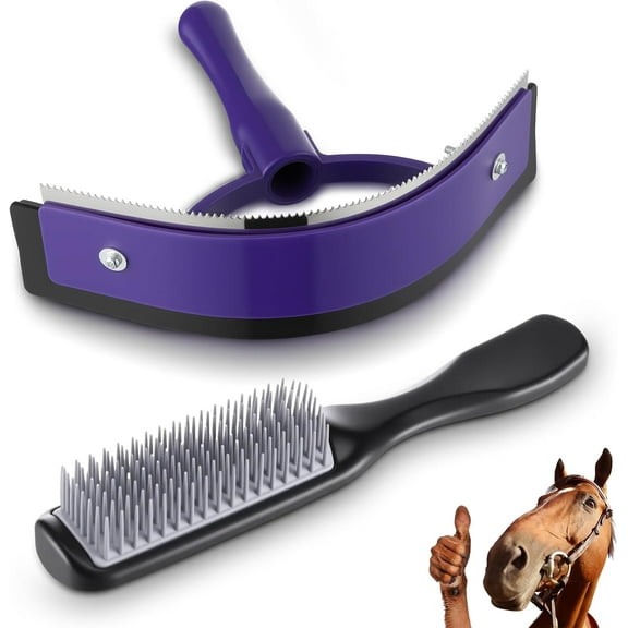 Sweat Scraper for Horses Mane and Tail Brushes for Grooming Curry Comb for Horse Deshedding Tool