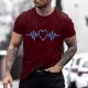 thumbnail image 2 of Hombres manga corta casual electrocardiograma impresión cuello redondo pulóver camiseta blusa Pompotops oipoqjl4074, 2 of 4