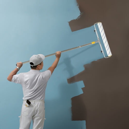 Paint Roller Kit with Adjustable Pole, 3 Roller Brushes, Efficient and Even Coating, Lightweight, Easy Clean, for Walls, Ceilings, and Floors