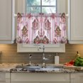 thumbnail image 2 of Yayeee Kitchen Curtains Tier Pair Light Filtering 27"x24" Rod Pocket Short Cafe Window Panel, Pink Gingerbread Houses, 2 of 7