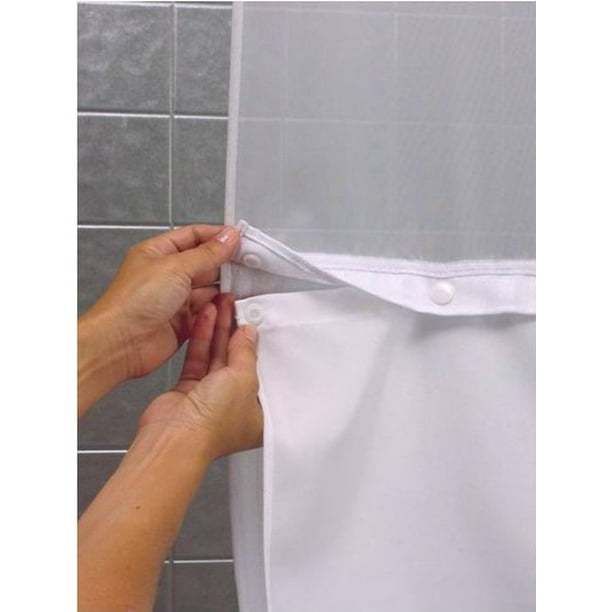 Hookless Rbh40bbs01 Polyester Snap In Shower Curtain Liner Replacement 70 X 54 Removable Com Shower Curtain Liner Replacement, Car Shower Curtain Liner Replacement