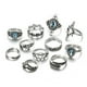 thumbnail image 5 of Anillo Negro 11 Pieza Combinación Anillos Flor Minimalista, 5 of 8