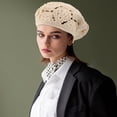 thumbnail image 4 of unbranded Boina Tejida Beige De Con Ventilación Para Mujer Estilo Pintora Artística, 4 of 8