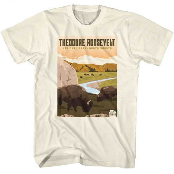 National Parks Theodore Roosevelt Park Natural Adult T-Shirt Xl