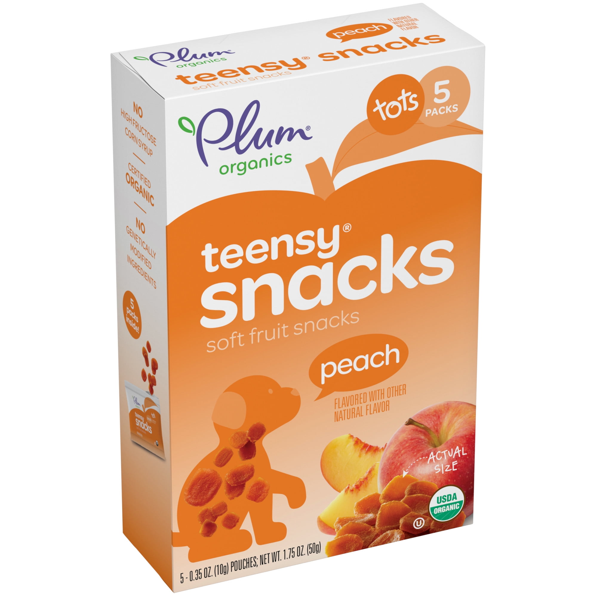 Plum Organics Teensy Snacks Soft Fruit Snacks for Toddlers: Peach - 5 Ct, Baby Food