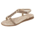 thumbnail image 2 of IUJSOY Womens T-Strap Rhinestone Gladiator Flat Sandals Summer Dressy Outdoor Beach Sandal, 2 of 8