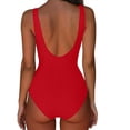 thumbnail image 7 of Kaemgyyd Women Swimsuits One Piece Full Coverage Backless Bathing Suit Plain Ruched Swimwear Beach Vacation Clothes, 7 of 7