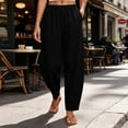 thumbnail image 5 of ClodeEU Women's Elastic High Waist Tapered Pants, Casual Loose Fit Trousers with Pockets Black,Women's Plus L, 5 of 7