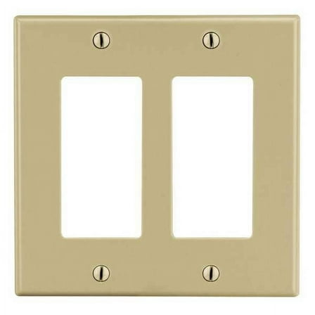Hubbell Wiring Device-Kellems Rocker Wll Plt,Mid;Ivory,2Gng,Smth Stn PJ262I