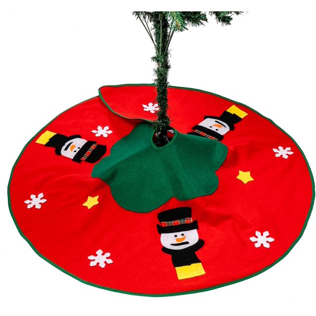 Falda para árbol de Navidad con diseño de doble cara, tela no tejida con tejido de poliéster suave para uso en interiores y exteriores, 48 pulgadas, color rojo, cierre de lazo especial, multifuncional