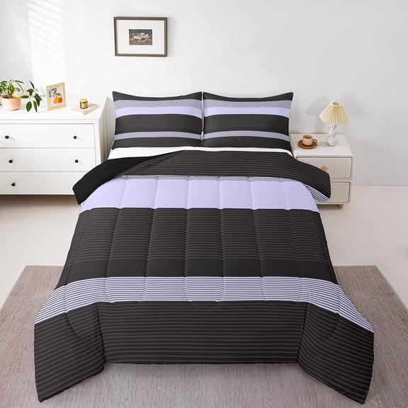 Erosebridal Abstract Lines Bedding Twin Comforter Set,Geometric Stripes Down Comforter,Geometry Lines Bedding Sets Twin with Comforter,Lightweight Teens Bedroom Decor,Reversible,3pcs