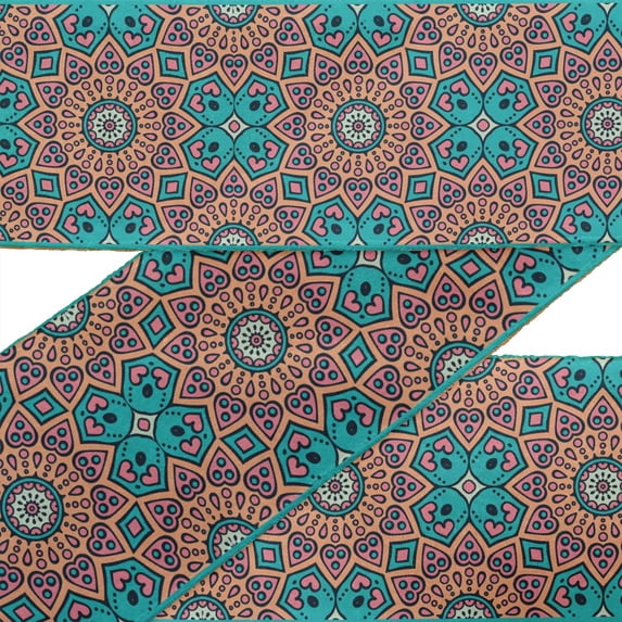 IBA Indianbeautifulart Orange Floral Mandala Fabric Laces For Crafts Printed Dupion Trim Fabric Sewing Border Ribbon Trims By 9 Yard 3 Inches